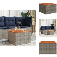 Gartentisch Grau 55x55x37 cm Poly Rattan und Akazienholz - Gartentisch - Esstisch - Terrassenmöbel - Gartenmöbel - Rattan Tisch von VIDAXL