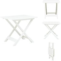Gartentisch Klappbar Weiß 79 x 72 x 70 cm Kunststoff - Gartentisch - Klappbarer Tisch - Outdoor Tisch - Plastiktisch - Weißer Tisch von VIDAXL