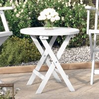 Vidaxl - Gartentisch Klappbar Weiß ø 46 cm Massivholz Akazie 755021 von VIDAXL