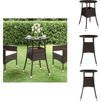 Gartentisch Ø60x75 cm Hartglas und Poly Rattan Braun - Gartentisch - Outdoor-Tisch - Balkontisch - Terrassenmöbel - Gartenmöbelset Gartentisch Ø60x75 cm Hartglas und Poly Rattan Braun - Gartentisch - Outdoor-Tisch - Balkontisch - Terrassenmöbel - Gartenmöbelset von VIDAXL