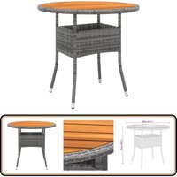 Gartentisch Ø80x75 cm Akazienholz und Poly Rattan Grau - Gartentisch - Outdoor-Tisch - Terrassenmöbel - Gartenmöbelset - Polyrattan Tisch Gartentisch Ø80x75 cm Akazienholz und Poly Rattan Grau - Gartentisch - Outdoor-Tisch - Terrassenmöbel - Gartenmöbelset - Polyrattan Tisch von VIDAXL