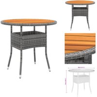 Gartentisch Ø80x75 cm Akazienholz und Poly Rattan Grau - Gartentisch - Outdoor-Tisch - Terrassenmöbel - Gartenmöbelset - Polyrattan Tisch von VIDAXL