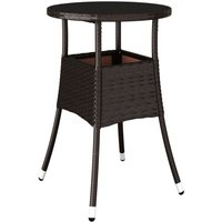 Gartentisch Ø60x75 cm Hartglas und Poly Rattan Braun Vidaxl von VIDAXL
