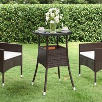 Gartentisch Ø60x75 cm Hartglas und Poly Rattan Braun Vidaxl von VIDAXL