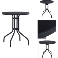 Gartentisch Schwarz 80 cm Stahl und Glas - Gartentisch - Runder Tisch - Edelstahltisch - Glastisch - Outdoortisch von VIDAXL