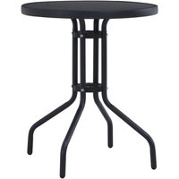 Gartentisch Schwarz 80 cm Stahl und Glas Vidaxl von VIDAXL