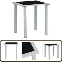 Gartentisch Schwarz und Silbern 41x41x45 cm Stahl und Glas - Gartentisch - Esstisch - Outdoor Möbel - Balkonmöbel - Terrassenmöbel von VIDAXL
