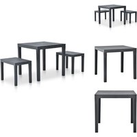 Gartentisch mit 2 Bänken Kunststoff Anthrazit - Gartentisch - Gartenbank - Gartenmöbel Set - Outdoor Möbel - Esszimmerset von VIDAXL