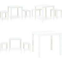 Gartentisch mit 2 Bänken Kunststoff Weiß - Gartentisch - Gartenbank - Gartenmöbel Set - Outdoor Möbel - Plastikmöbel - Home & Living von VIDAXL