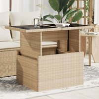 Gartentisch mit Glasplatte Beige 100x55x73 cm Poly Rattan - Vidaxl von VIDAXL