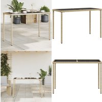 Gartentisch mit Glasplatte Beige 115x54x74 cm Poly Rattan - Gartentisch - Esstisch - Outdoortisch - Terrassenmöbel - Gartenmöbelset - Home & Living Gartentisch mit Glasplatte Beige 115x54x74 cm Poly Rattan - Gartentisch - Esstisch - Outdoortisch - Terrassenmöbel - Gartenmöbelset - Home & Living von VIDAXL