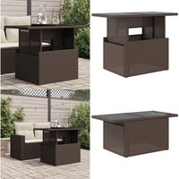 Gartentisch mit Glasplatte Braun 100x55x73 cm Poly Rattan - Gartentisch - Esstisch - Terrassenmöbel - Gartenmöbel - Rattan Tisch - Home & Living von VIDAXL