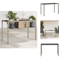 Gartentisch mit Glasplatte Grau 115x54x74 cm Poly Rattan - Gartentisch - Esstisch Outdoor - Terrassenmöbel - Gartenmöbel Set - PE-Rattan von VIDAXL