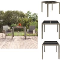 Gartentisch mit Glasplatte Grau 90x90x75 cm Poly Rattan - Gartentisch - Outdoor Möbel - Esstisch - Balkonmöbel - Terrassenmöbel Gartentisch mit Glasplatte Grau 90x90x75 cm Poly Rattan - Gartentisch - Outdoor Möbel - Esstisch - Balkonmöbel - Terrassenmöbel von VIDAXL