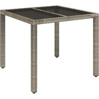 Gartentisch,Terrassentisch mit Glasplatte Grau 90x90x75 cm Poly Rattan vidaXL von BONNEVIE