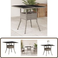 Vidaxl - Gartentisch mit Glasplatte Hellgrau 80x80x75 cm Poly Rattan - Gartentisch - Esstisch - Outdoortisch - Terrassenmöbel - Gartenmöbelset von VIDAXL