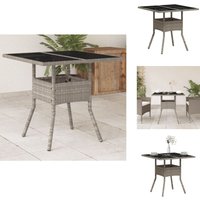 Gartentisch mit Glasplatte Hellgrau 80x80x75 cm Poly Rattan - Gartentisch - Esstisch - Outdoortisch - Terrassenmöbel - Gartenmöbelset Gartentisch mit Glasplatte Hellgrau 80x80x75 cm Poly Rattan - Gartentisch - Esstisch - Outdoortisch - Terrassenmöbel - Gartenmöbelset von VIDAXL
