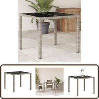 Gartentisch mit Glasplatte Hellgrau 90x90x75 cm Poly Rattan - Gartentisch - Esstisch - Outdoortisch - Terrassenmöbel - Balkonmöbel Gartentisch mit Glasplatte Hellgrau 90x90x75 cm Poly Rattan - Gartentisch - Esstisch - Outdoortisch - Terrassenmöbel - Balkonmöbel von VIDAXL
