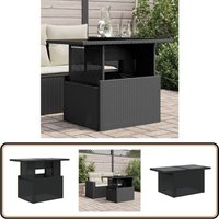 Gartentisch mit Glasplatte Schwarz 100x55x73 cm Poly Rattan - Gartentisch - Esstisch - Terrassenmöbel - Gartenmöbel - Rattan Tisch von VIDAXL