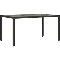 Gartentisch mit Glasplatte Schwarz 150x90x75 cm Poly Rattan Vidaxl 656958 von VIDAXL
