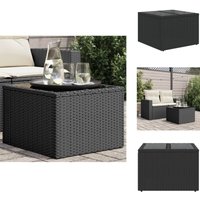 Gartentisch mit Glasplatte Schwarz 55x55x37 cm Poly Rattan - Gartentisch - Esstisch - Terrassenmöbel - Gartenmöbel - Rattan Tisch von VIDAXL