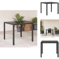 Gartentisch mit Glasplatte Schwarz 90x90x75 cm Poly Rattan - Gartentisch - Esstisch - Terrassenmöbel - Gartenmöbel - Outdoor Tisch von VIDAXL
