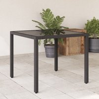 Gartentisch mit Glasplatte Schwarz 90x90x75 cm Poly Rattan vidaXL148891 von VIDAXL