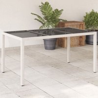 Gartentisch mit Glasplatte Weiß 150x90x75 cm Poly Rattan vidaXL593943 von VIDAXL