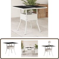 Gartentisch mit Glasplatte Weiß 80x80x75 cm Poly Rattan - Gartentisch - Esstisch - Outdoor Tisch - Terrassenmöbel - Balkonmöbel Gartentisch mit Glasplatte Weiß 80x80x75 cm Poly Rattan - Gartentisch - Esstisch - Outdoor Tisch - Terrassenmöbel - Balkonmöbel von VIDAXL