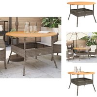 Vidaxl - Gartentisch mit Holzplatte Grau Ø110x71 cm Poly Rattan - Gartentisch - Esstisch Outdoor - Terrassenmöbel - Gartenmöbel Set - PE-Rattan von VIDAXL