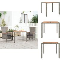 Gartentisch mit Holzplatte Grau Poly Rattan & Massivholz Akazie - Gartentisch - Outdoor Möbel - Terrassenmöbel - Esstisch - Gartenparty Gartentisch mit Holzplatte Grau Poly Rattan & Massivholz Akazie - Gartentisch - Outdoor Möbel - Terrassenmöbel - Esstisch - Gartenparty von VIDAXL