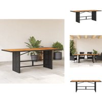 Gartentisch mit Holzplatte Schwarz 190x80x75 cm Poly Rattan - Gartentisch - Gartentische - Terrassentisch - Gartenmöbel von VIDAXL
