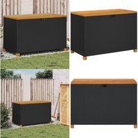 Gartentruhe Schwarz 110x55x63 cm Poly Rattan Akazienholz - Gartenmöbel - Sitzbank - Aufbewahrungsbauchs - Outdoor Möbel - Gartenkiste - Home & Living von VIDAXL