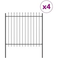 Gartenzaun mit Spitzdach grau 6,8 x 1,5 m aus Stahl - Vidaxl von VIDAXL