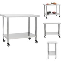 Vidaxl - Gastronomie - Living Küchen-Arbeitstisch mit Rollen 100x45x85 cm Edelstahl von VIDAXL