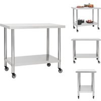 Vidaxl - Gastronomie - Living Küchen-Arbeitstisch mit Rollen 80x60x85 cm Edelstahl von VIDAXL