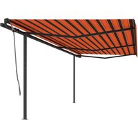 Gelenkarmmarkise,Windfest Sonnenmarkise Automatisch mit Pfosten 6x3 m Orange und Braun vidaXL von BONNEVIE