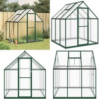 Gewächshaus mit Fundamentrahmen Grün 169x169x195 cm Aluminimum - Alumiumgewächshaus - Polycarbonatgewächsthaus - Grünes Gewächshaus von VIDAXL