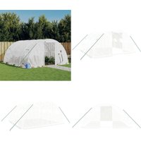 Gewächshaus mit Stahlrahmen Weiß 16 m² 4x4x2 m - Gehäuse - Gewächshaus - Gartenhaus - Pflanzenzucht - Grünpflanzen - Home & Living von VIDAXL