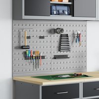 Pegboards 2er Set mit 8 Zubehörteilen in Grau 50x60 cm aus Stahl Vidaxl von VIDAXL