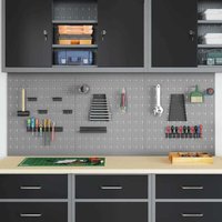 Pegboards - 3er Pack mit 15 Zubehörteilen, Grau, 150 x 60 cm, Stahl Vidaxl 480509 Pegboards - 3er Pack mit 15 Zubehörteilen, Grau, 150 x 60 cm, Stahl Vidaxl 480509 von VIDAXL