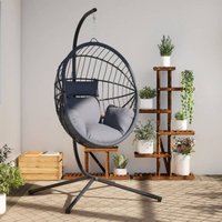 Hängesessel Ei-Design mit Ständer Hellgrau Rattan und Stahl Vidaxl 195647 von VIDAXL