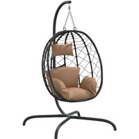 Vidaxl - Hängesessel Ei mit Kissen Taupe Poly Rattan & Stahl Vidaxl - Hängesessel Ei mit Kissen Taupe Poly Rattan & Stahl von VIDAXL
