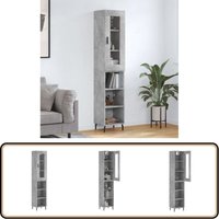 Highboard Betongrau 34,5x34x180 cm Holzwerkstoff - Sideboard - Hochschrank - Wohnraumgestaltung - Aufbewahrungsmöglichkeiten - Modernes Design Highboard Betongrau 34,5x34x180 cm Holzwerkstoff - Sideboard - Hochschrank - Wohnraumgestaltung - Aufbewahrungsmöglichkeiten - Modernes Design von VIDAXL
