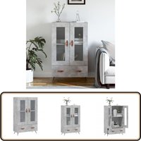 Highboard Betongrau 69,5x31x115 cm Holzwerkstoff - Sideboard - Hochschrank - Wohnzimmermöbel - Beton Grau - Eichefarben von VIDAXL