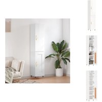 Highboard Hochglanz-Weiß 34,5x34x180 cm Holzwerkstoff - Hochschrank - Wohnwand - Aufbewahrung - Regal - Weiß von VIDAXL