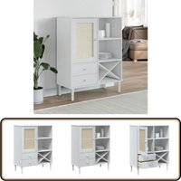 Highboard SENJA Rattan-Optik Weiß 90x40x112 cm Kiefernholz - Hochboard - Wohnzimmermöbel - Regal - Sideboard - Eiche Highboard SENJA Rattan-Optik Weiß 90x40x112 cm Kiefernholz - Hochboard - Wohnzimmermöbel - Regal - Sideboard - Eiche von VIDAXL
