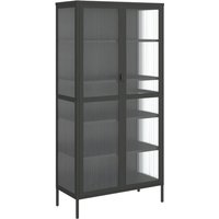 Highboard,Kommode Schwarz 85x40x180 cm Glas und Stahl vidaXL von BONNEVIE