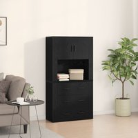 Highboard Set aus 2 Schwarz Eiche Material 80 x 33 x 150 cm - Vidaxl Highboard Set aus 2 Schwarz Eiche Material 80 x 33 x 150 cm - Vidaxl von VIDAXL