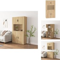 Highboard Sonoma-Eiche Holzwerkstoff - Sideboard - Hochschrank - Wohnzimmermöbel - Eiche Dekor - Holzwerkstoff von VIDAXL